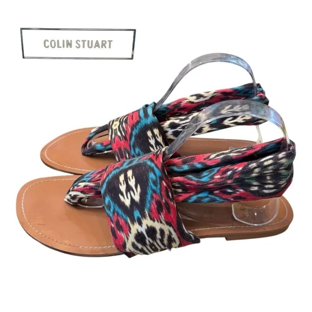 Colin Stuart Women's Knit Aztec Design Slingback Thong Sandals 10